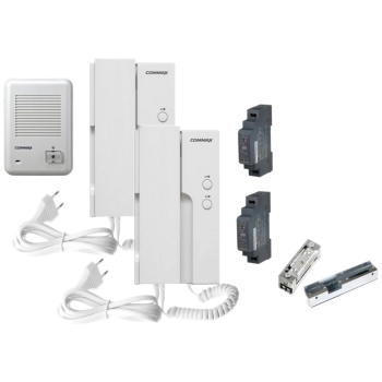 ZESTAW DOMOFONOWY COMMAX 2x DP-2HPR + DR-201D + MEAN WELL HDR-15-12 + ELEKTRA R4-12.10 230V